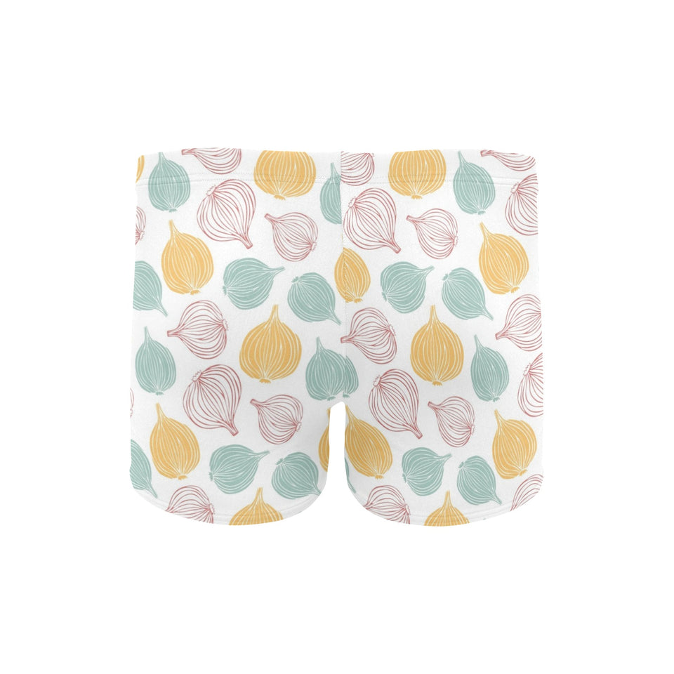 colorful onions white background Men's Swimming Trunks