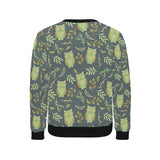 Cute owls leaves pattern Men's Crew Neck Sweatshirt