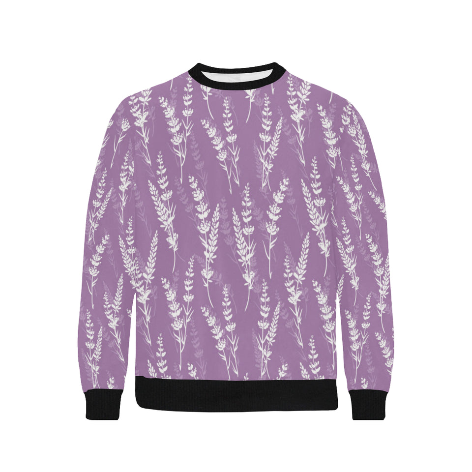 Lavender flowers purple pattern Men's Crew Neck Sweatshirt