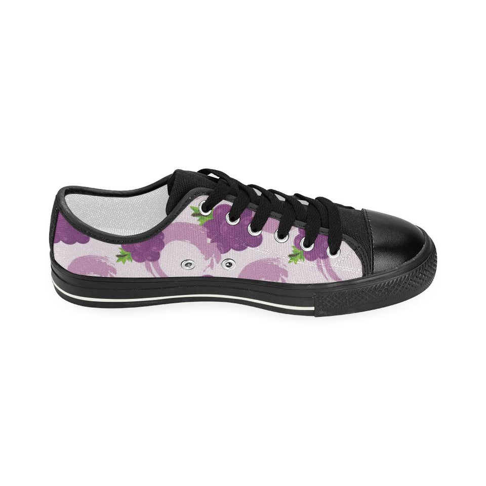 Cute Grape pattern Kids' Boys' Girls' Low Top Canvas Shoes Black