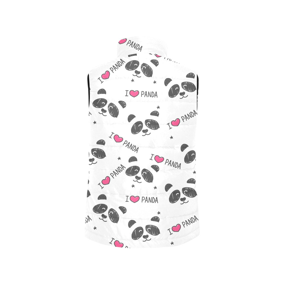 Hand Drawn faces of pandas pattern Men's Padded Vest