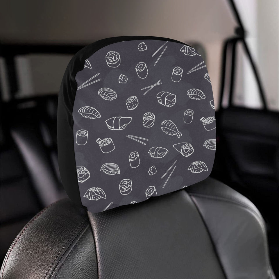 sushi pattern black background Car Headrest Cover