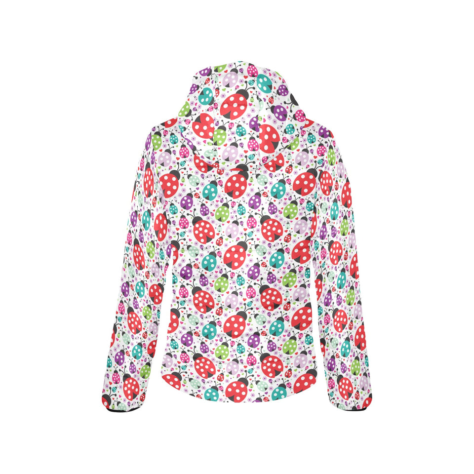 Ladybug Pattern Print Design 03 Women's Padded Hooded Jacket