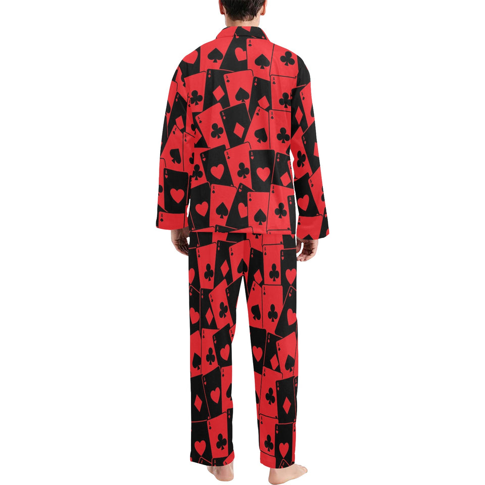 Casino Cards Suits Pattern Print Design 02 Men's Long Pajama Set