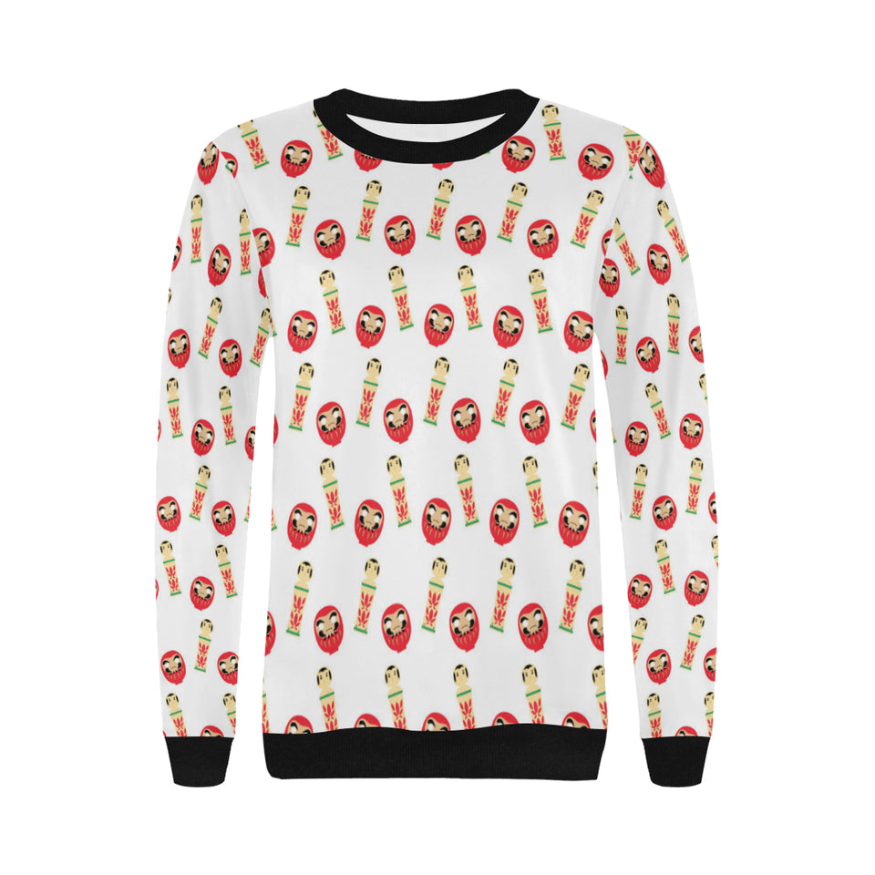 Daruma japanese wooden doll Women's Crew Neck Sweatshirt