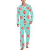 Grapefruit green background Men's Long Pajama Set