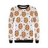 chocolate chip cookie pattern Women's Crew Neck Sweatshirt