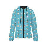 Jack Russel Pattern Print Design 03 Women's Padded Hooded Jacket