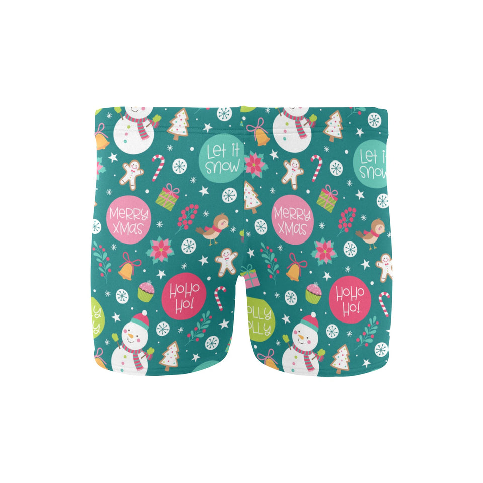 Snowman bird decorative elements christmas pattern Men's Swimming Trunks