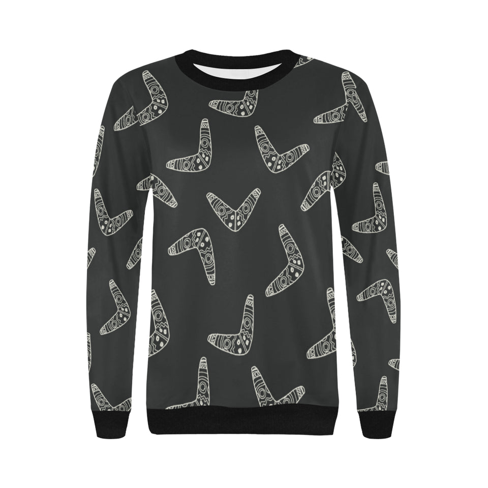 Hand drawn boomerang Australian aboriginal ornamen Women's Crew Neck Sweatshirt
