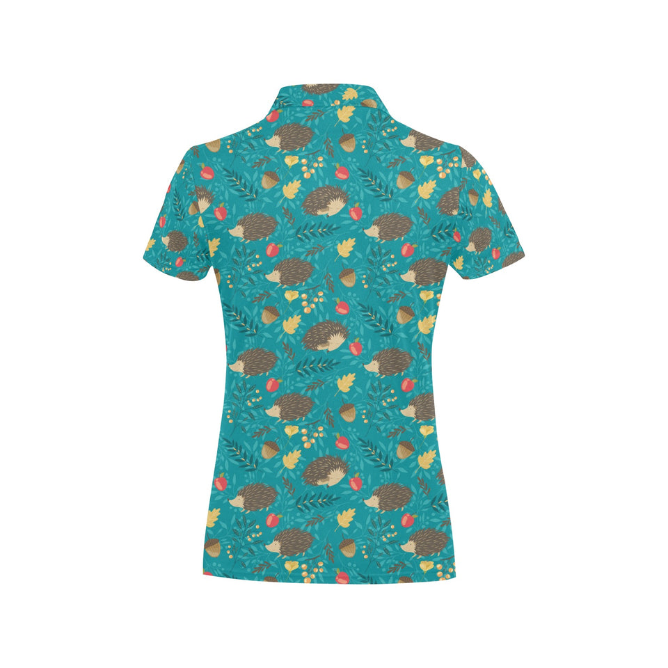 Hedgehog Pattern Print Design 01 Women's All Over Print Polo Shirt