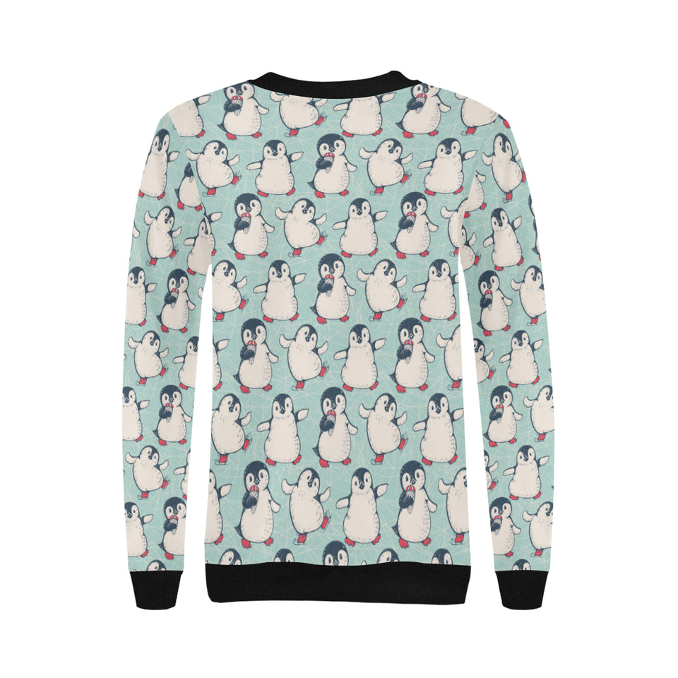 Cute Penguin pattern Women's Crew Neck Sweatshirt