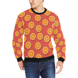 Oranges pattern red background Men's Crew Neck Sweatshirt