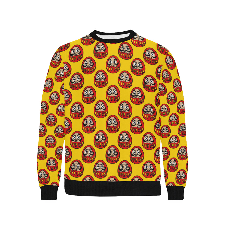 Daruma japanese wooden doll yellow background Men's Crew Neck Sweatshirt