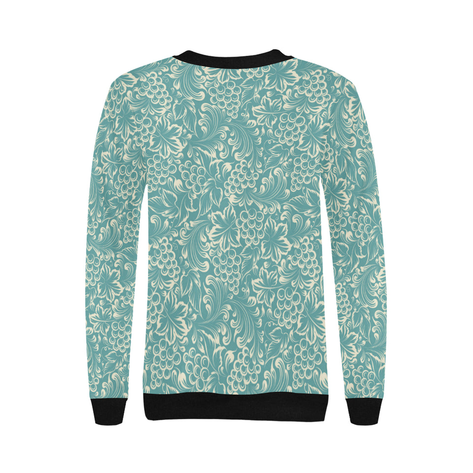 Classic Hand drawn Grape pattern Women's Crew Neck Sweatshirt