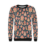 Christmas gingerbread cookie pattern Women's Crew Neck Sweatshirt