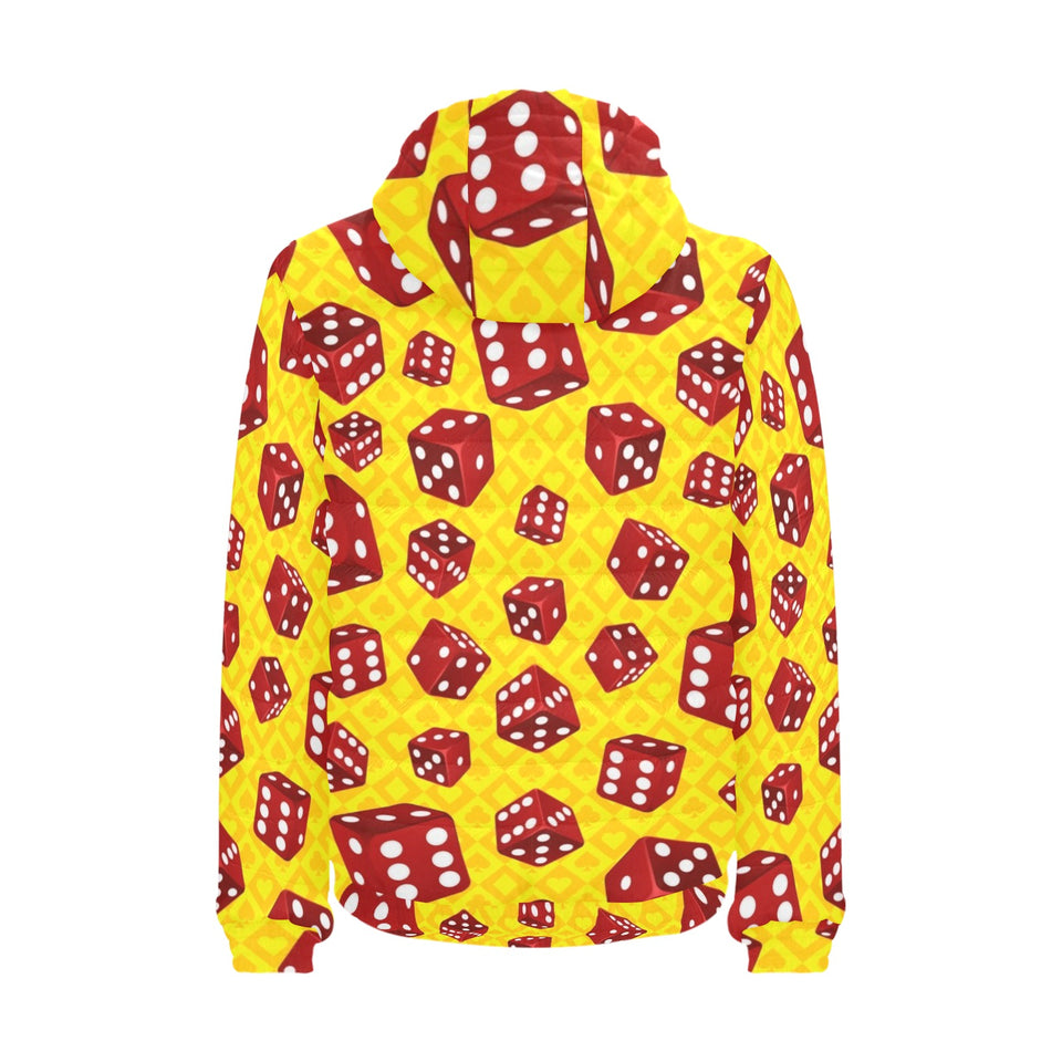Dice Pattern Print Design 04 Men's Padded Hooded Jacket