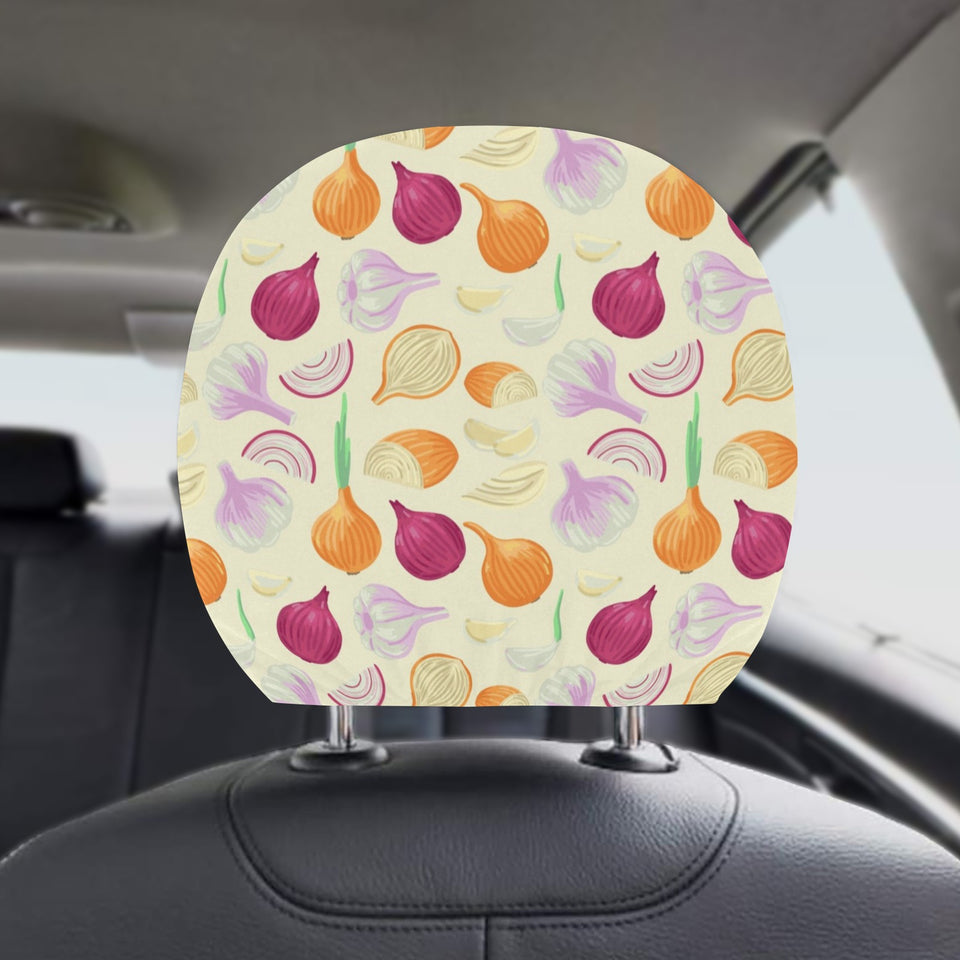 Onion garlic white red pattern Car Headrest Cover