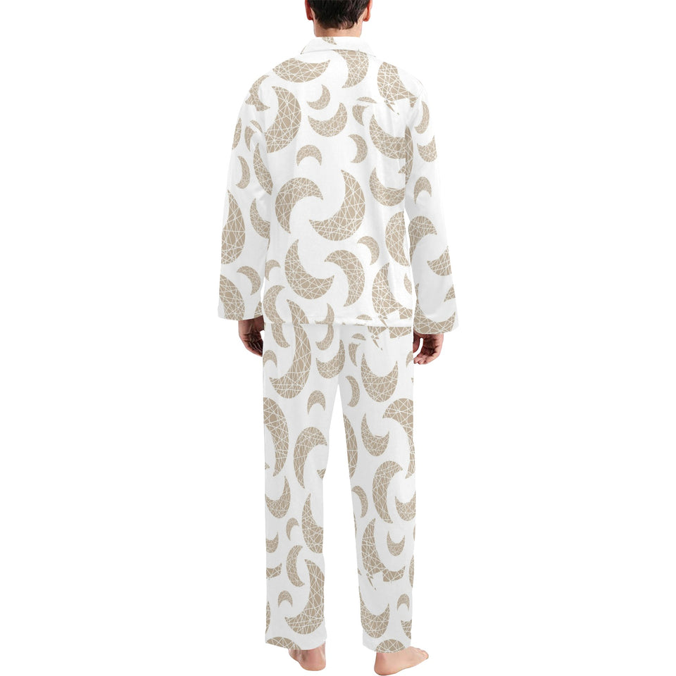 Cool gold moon abstract pattern Men's Long Pajama Set