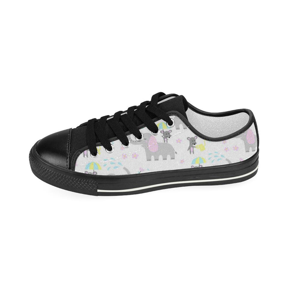 Cute elephant mouse pattern Kids' Boys' Girls' Low Top Canvas Shoes Black