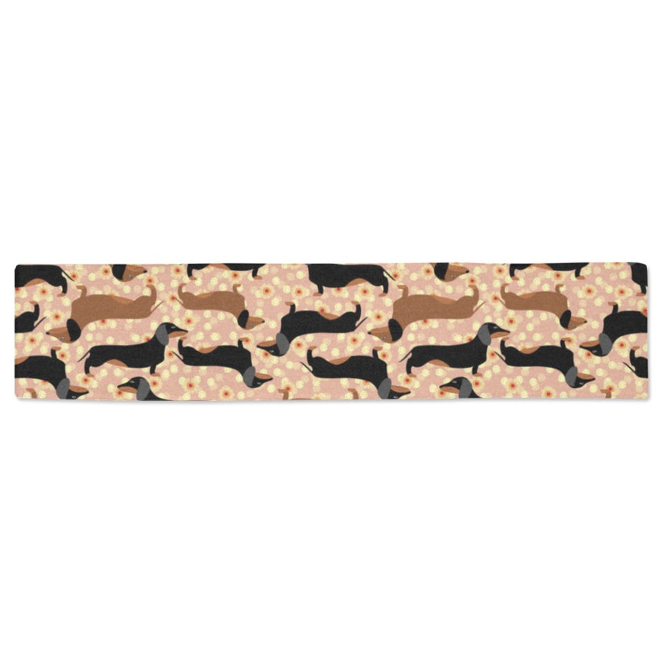 Dachshund floral background Table Runner