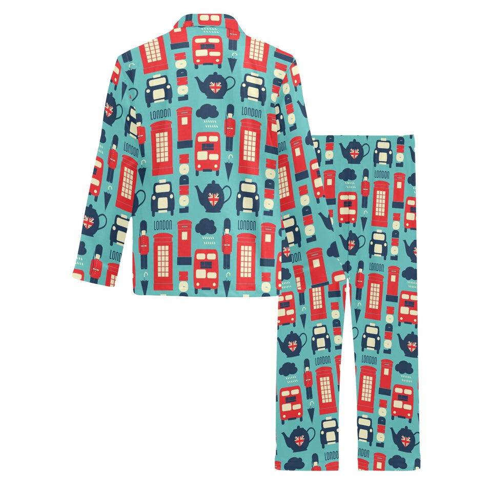 British Pattern Print Design 04 Men's Long Pajama Set