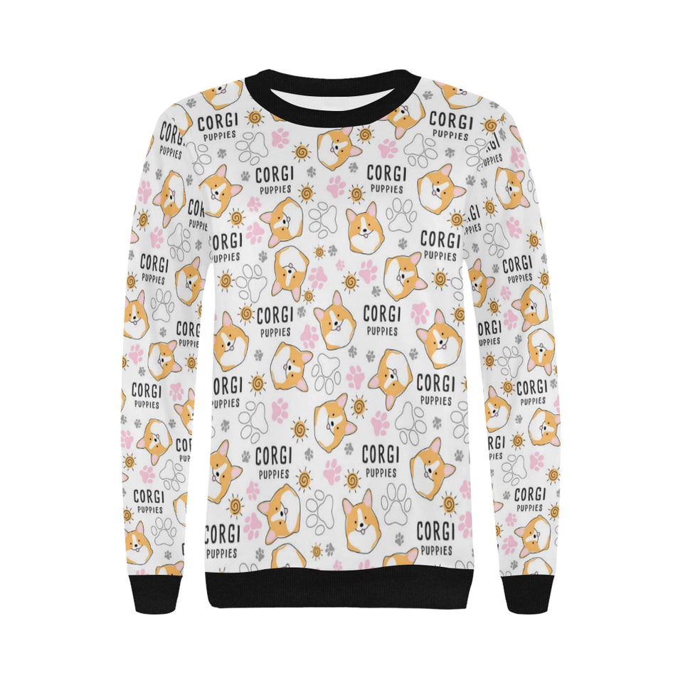 Corgi Dog Pattern Women's Crew Neck Sweatshirt