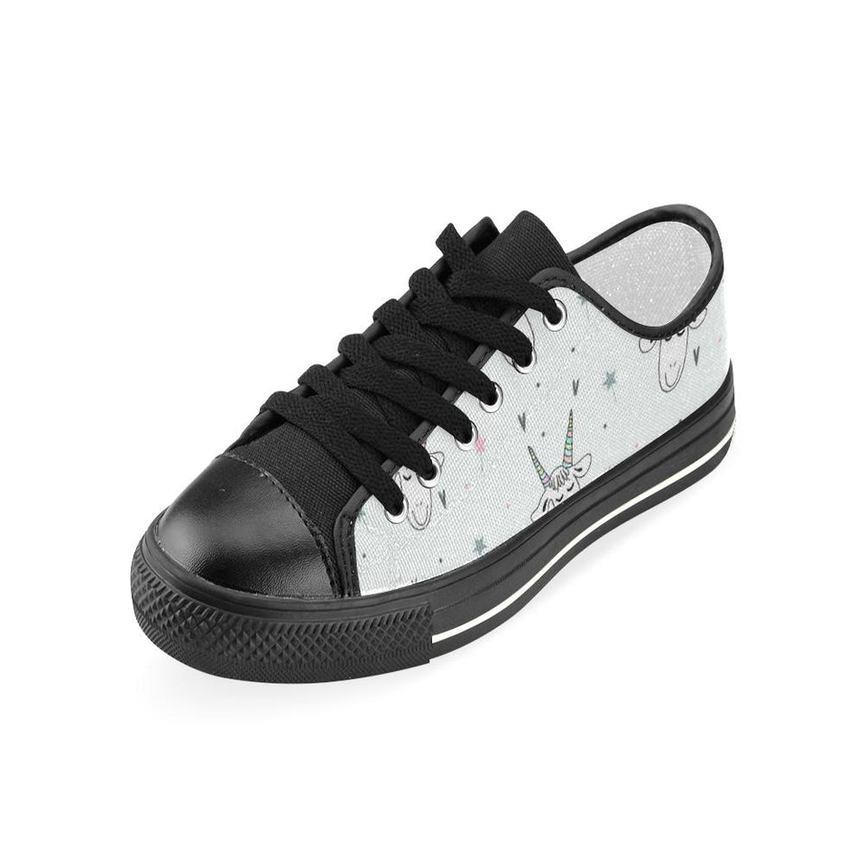 Cute goat design pattern Kids' Boys' Girls' Low Top Canvas Shoes Black