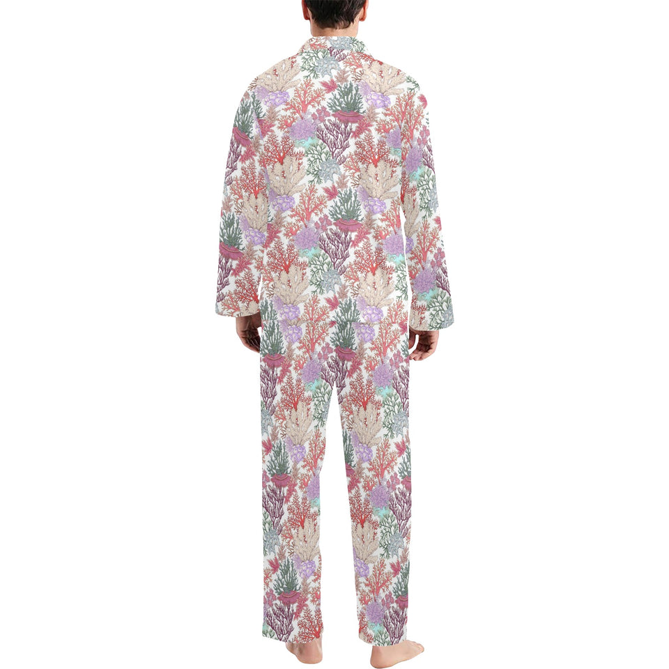 Coral Reef Pattern Print Design 03 Men's Long Pajama Set
