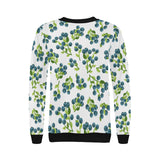 blueberry white background Women's Crew Neck Sweatshirt