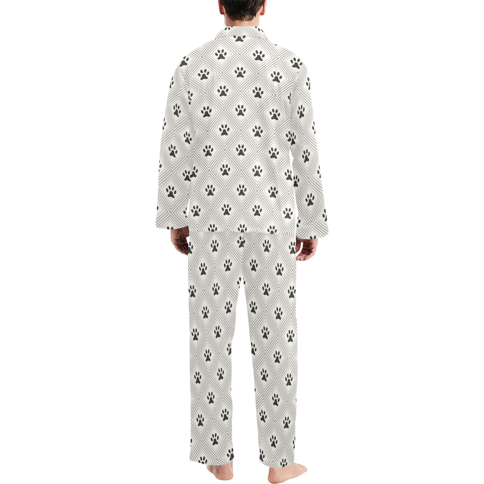 Dog Paws Pattern Print Design 03 Men's Long Pajama Set