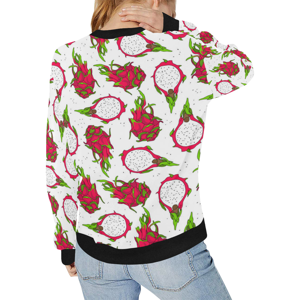 dragon fruits white background Women's Crew Neck Sweatshirt