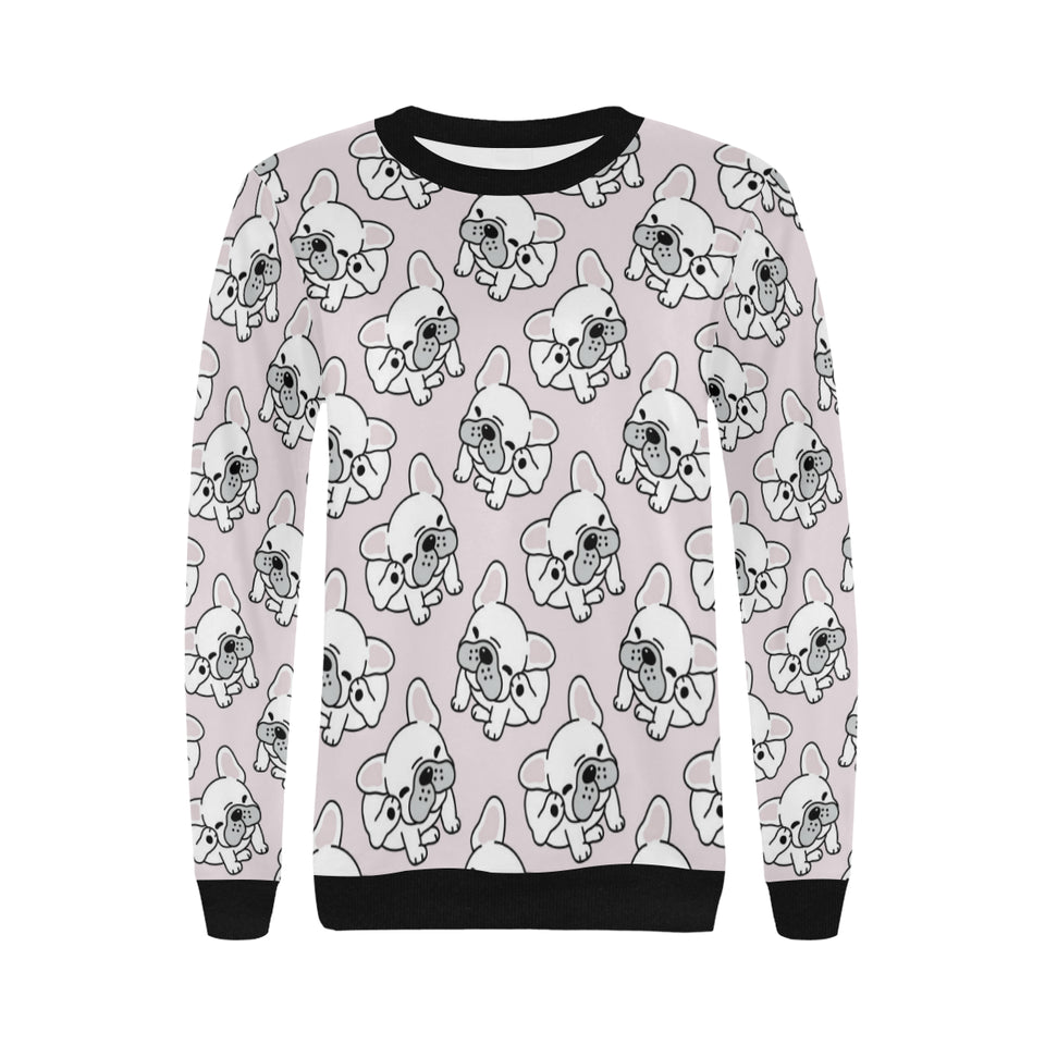 Cute french bulldog pattern Women's Crew Neck Sweatshirt