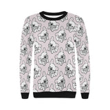 Cute french bulldog pattern Women's Crew Neck Sweatshirt