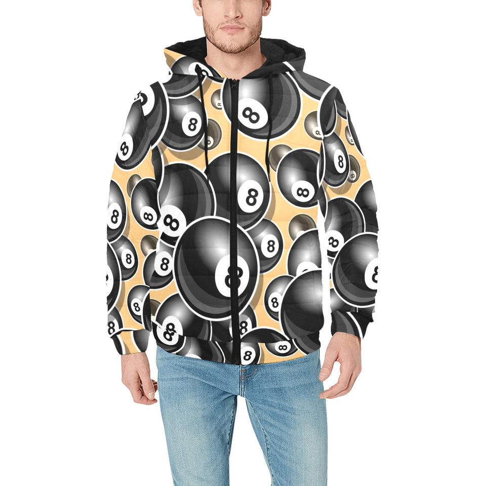 Billiard Ball Pattern Print Design 04 Men's Padded Hooded Jacket