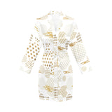 Beautiful gold japanese pattern Women's Long Sleeve Belted Night Robe