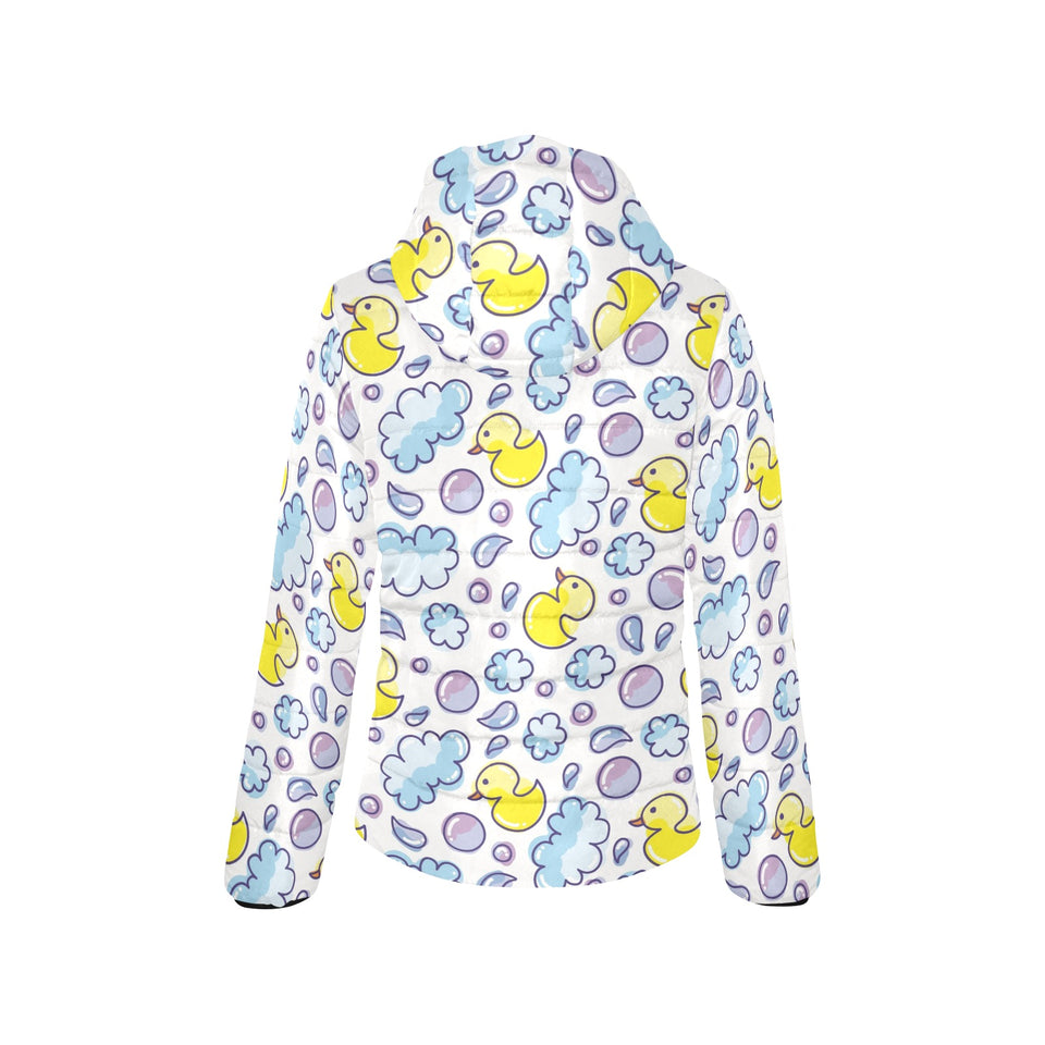 Duck Pattern Print Design 01 Women's Padded Hooded Jacket