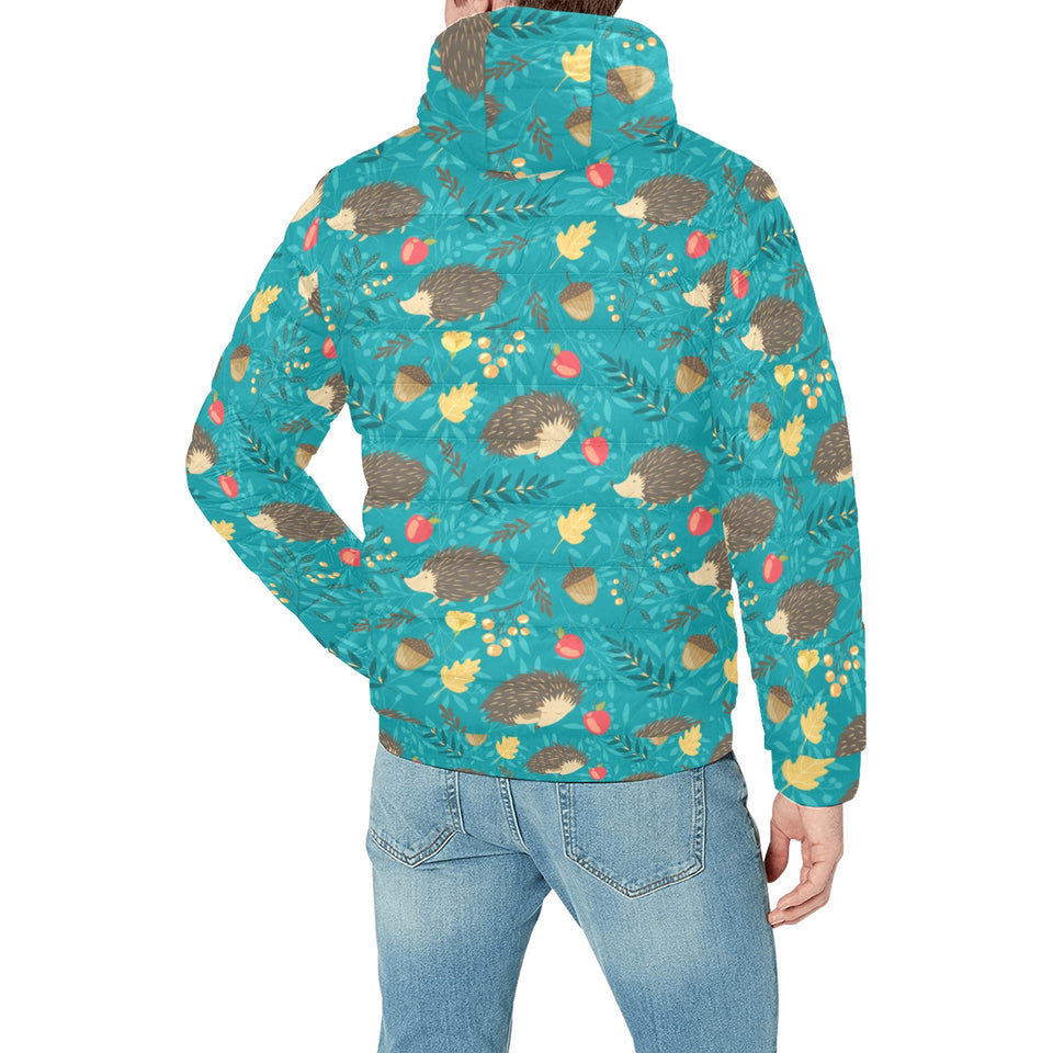 Hedgehog Pattern Print Design 01 Men's Padded Hooded Jacket