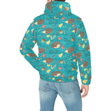 Hedgehog Pattern Print Design 01 Men's Padded Hooded Jacket