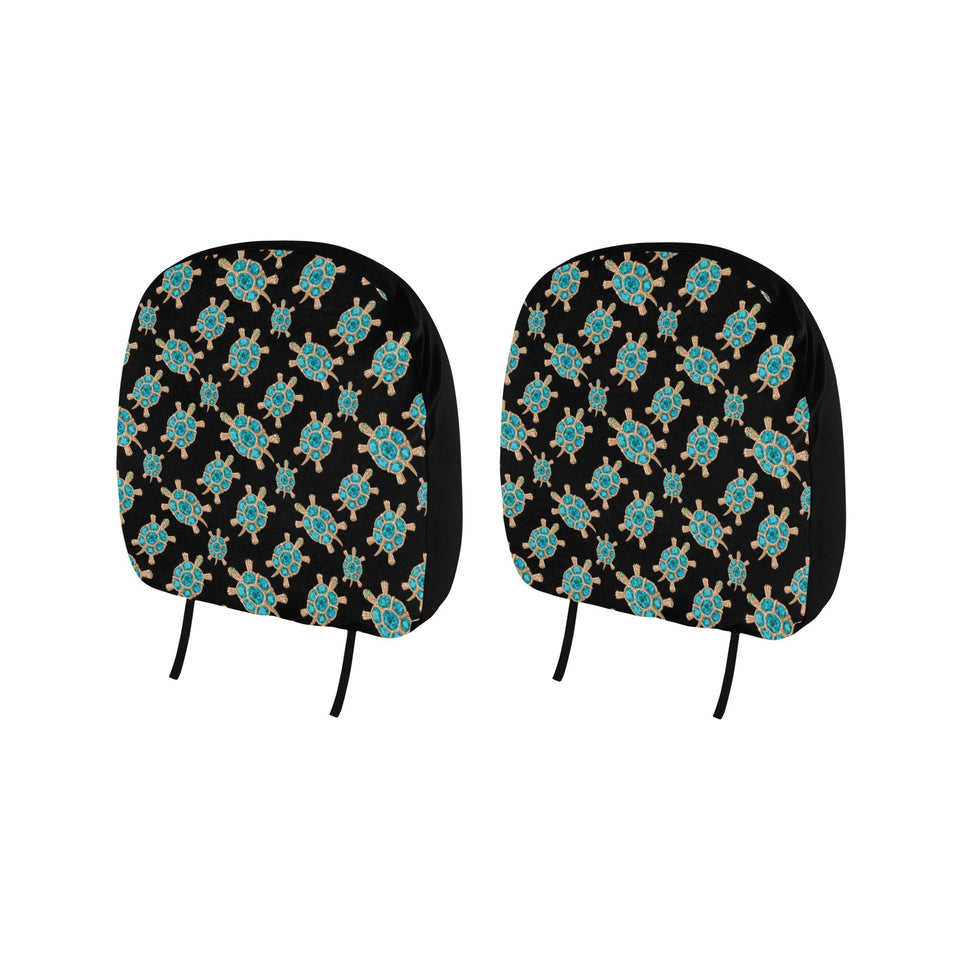 Sea turtle blue stone pattern Car Headrest Cover