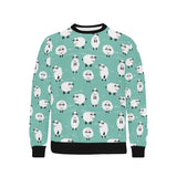 Cute sheep green background Men's Crew Neck Sweatshirt