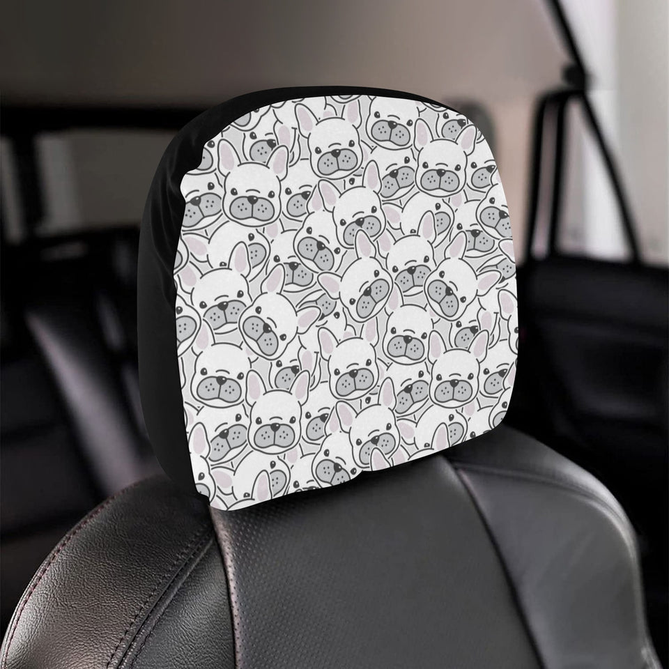 Cute french bulldog head pattern Car Headrest Cover