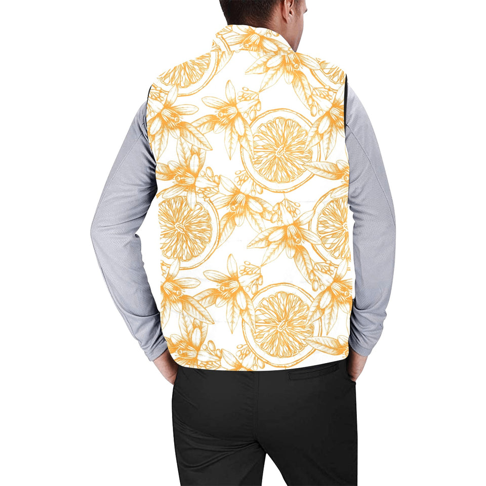 hand drawn orange fruit pattern Men's Padded Vest
