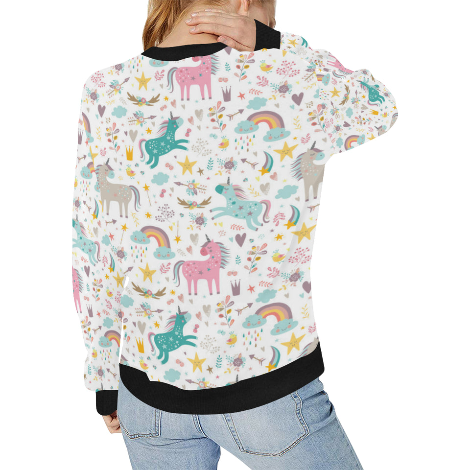 Colorful unicorn pattern Women's Crew Neck Sweatshirt