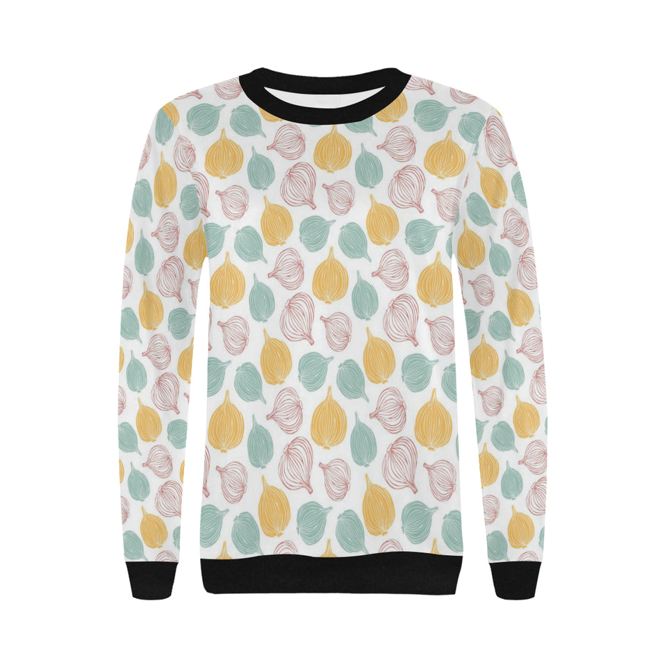 colorful onions white background Women's Crew Neck Sweatshirt
