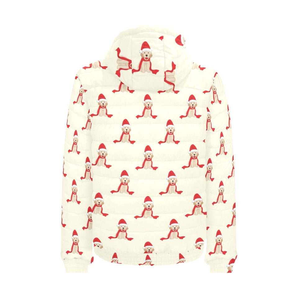 Golden Retriever Pattern Print Design 01 Men's Padded Hooded Jacket