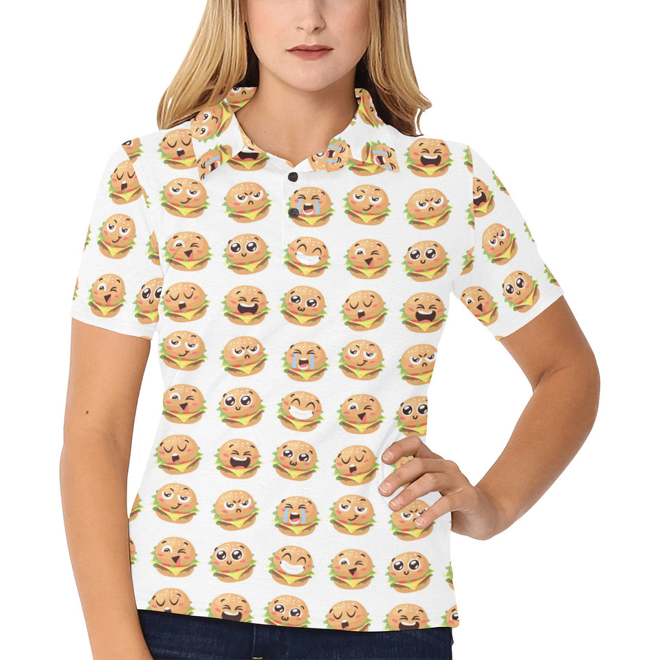 Hamburger Pattern Print Design 04 Women's All Over Print Polo Shirt