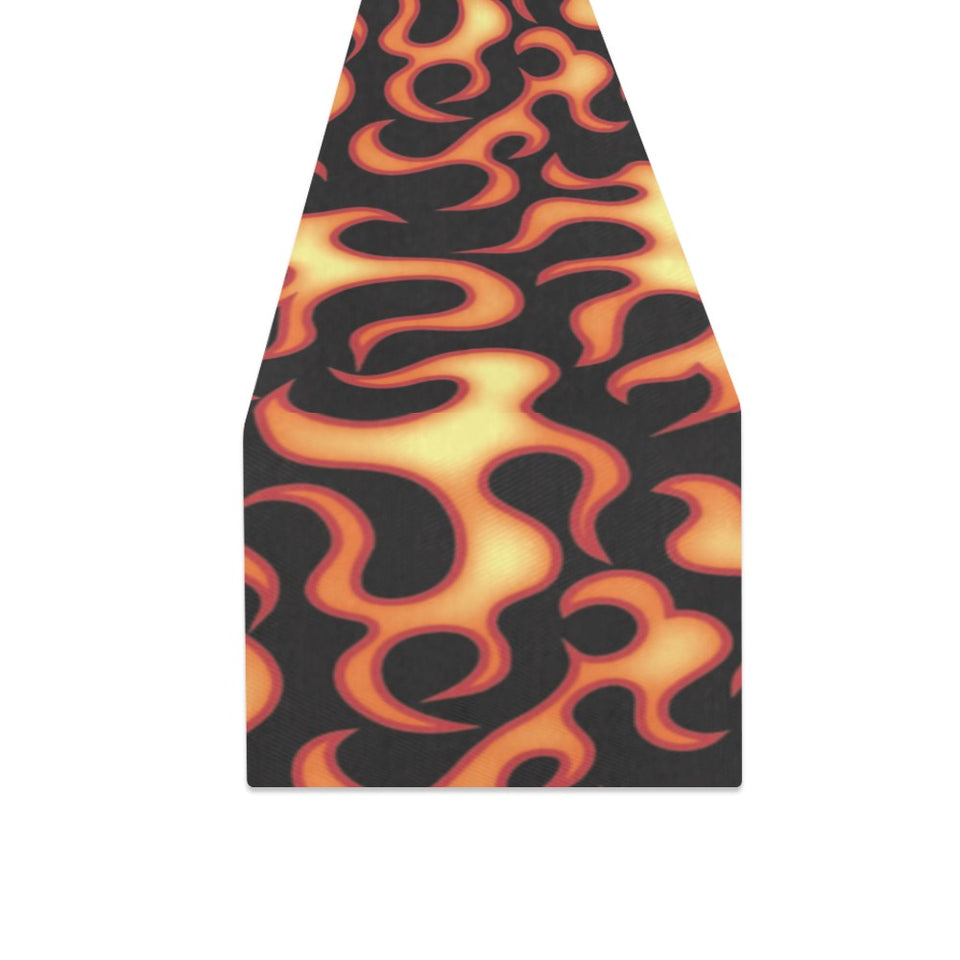 Fire flame dark pattern Table Runner