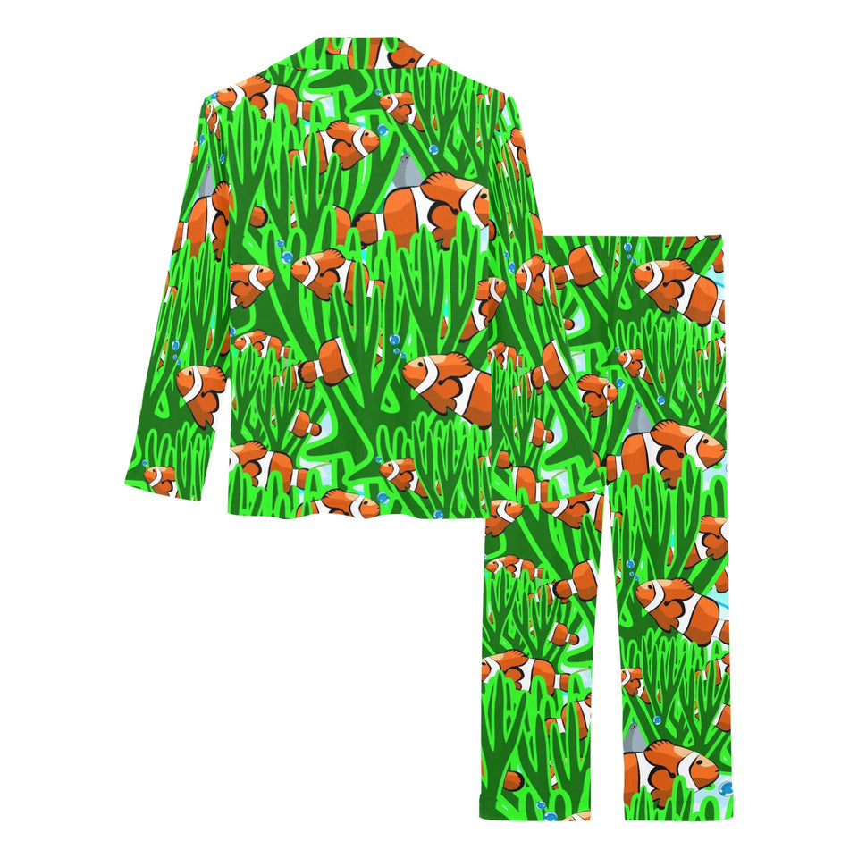 Clown Fish Pattern Print Design 01 Women's Long Pajama Set