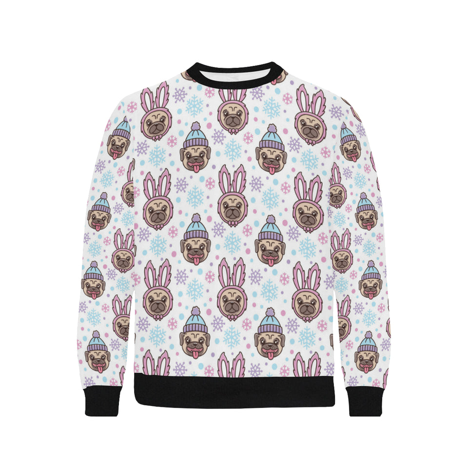 Cute pug hat rabbit costume pattern Men's Crew Neck Sweatshirt